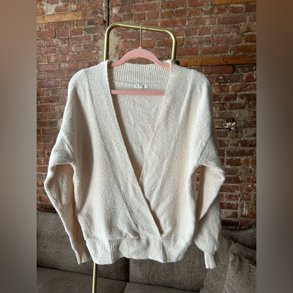 Wrap front super soft oversized sweater